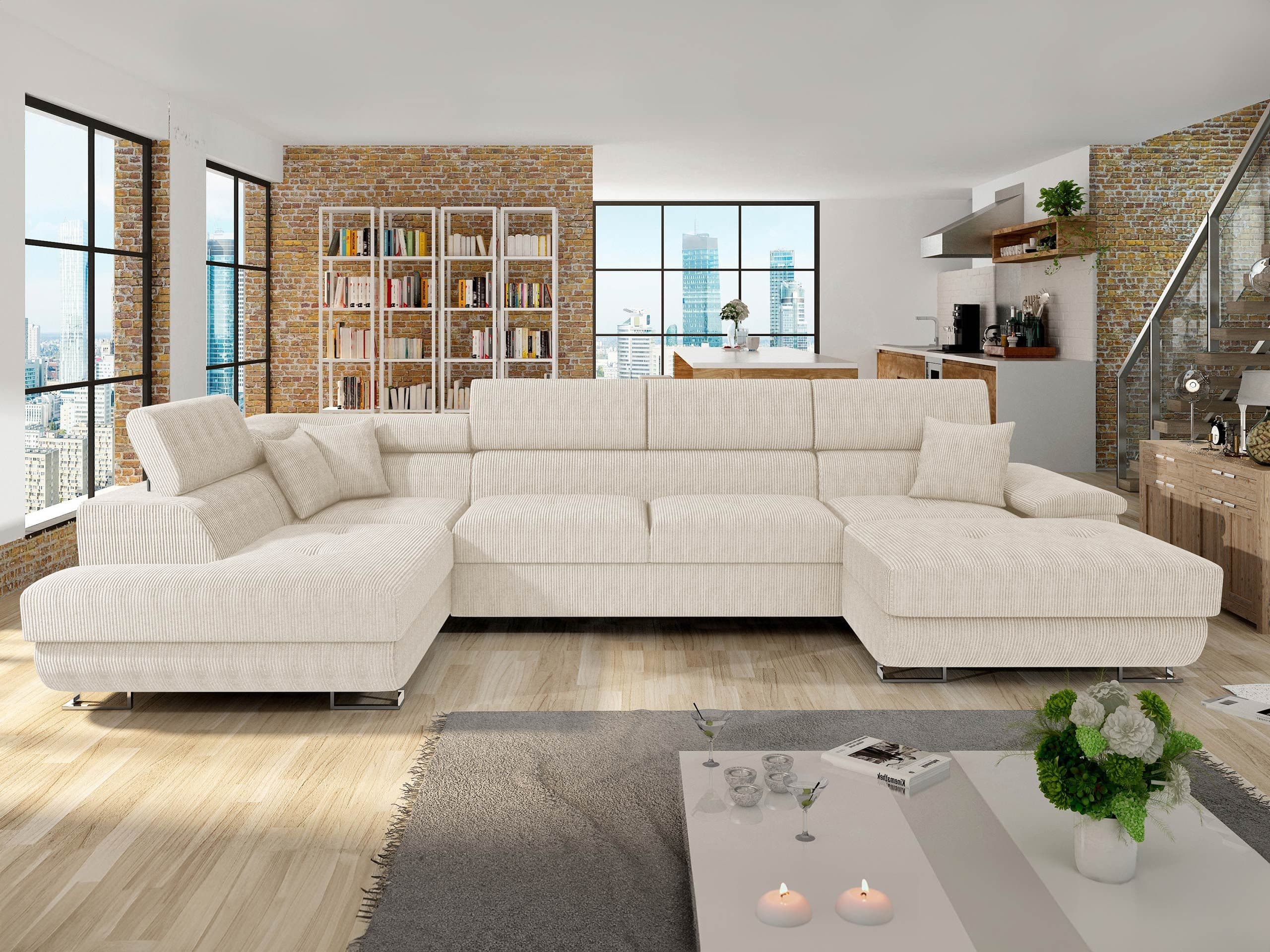 MIRJAN24 Wohnlandschaft Cotere U-Form Ecksofa mit Schlaffunktion und Bettkasten - Bild 2