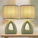 GLOBO LIGHTING Tischleuchte 2er Set Grün Keramik Textil Bild 2