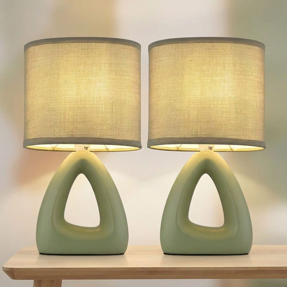GLOBO LIGHTING Tischleuchte 2er Set Grün Keramik Textil - Bild 2