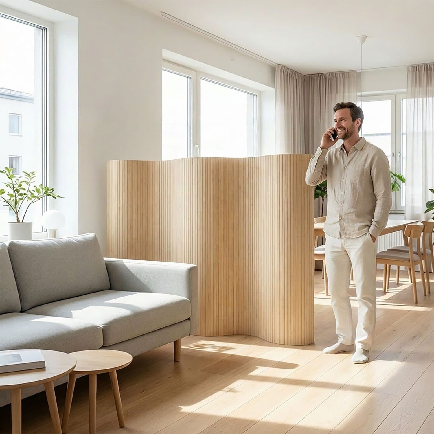 Homestyle4u Paravent Raumteiler Bambus Sichtschutz Trennwand