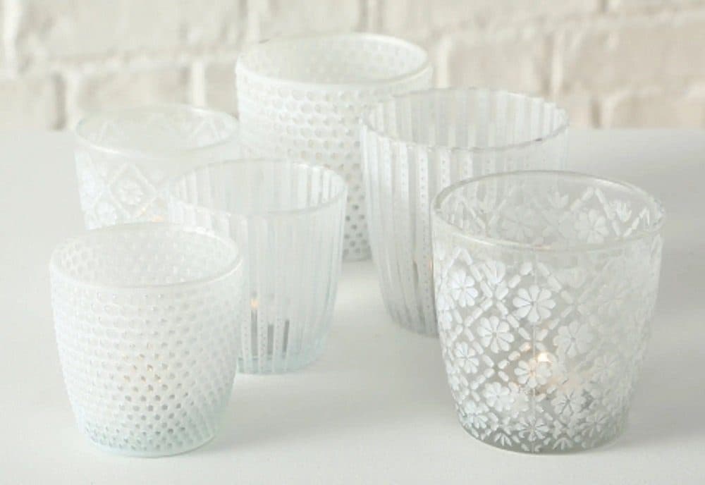 BOLTZE GRUPPE GmbH Teelichthalter Glas lackiert Weiß 6er Set