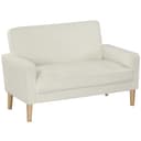 HOMCOM 2-Sitzer Sofa Cremeweiß Samtoptik Modernes Polstersofa Bild 2