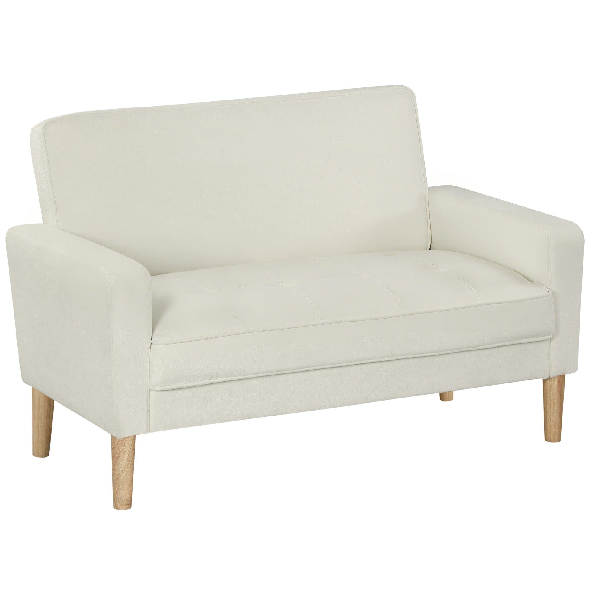 HOMCOM 2-Sitzer Sofa Cremeweiß Samtoptik Modernes Polstersofa - Bild 2