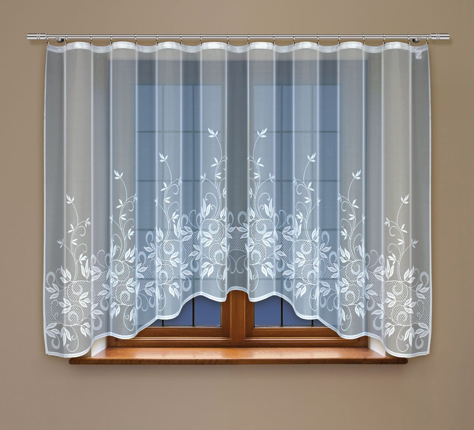 HAFT Gardine Weiß 24249 Kletterpflanzen Motiv Kräuselband