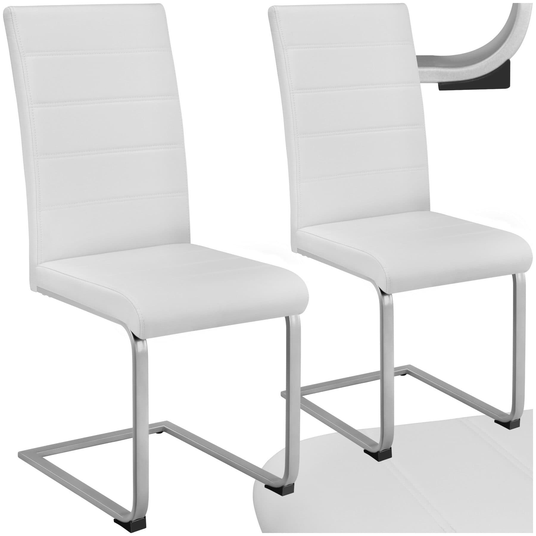 tectake Schwingstühle 2er Set gepolstert Kunstleder Weiss - Bild 2