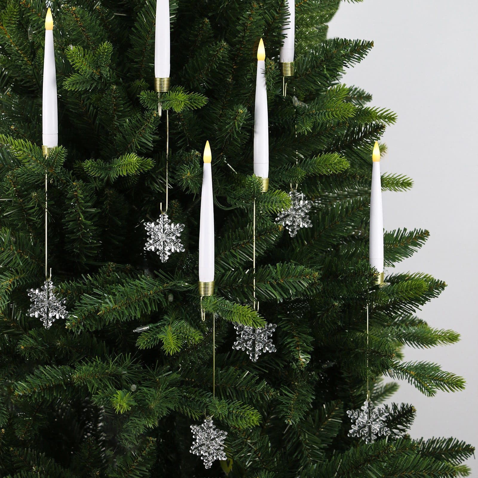 kisidus LED-Kerze LED Weihnachtsbaum Kerzen mit Kunststoff-Schneeflockendekor 12pcs - Bild 2