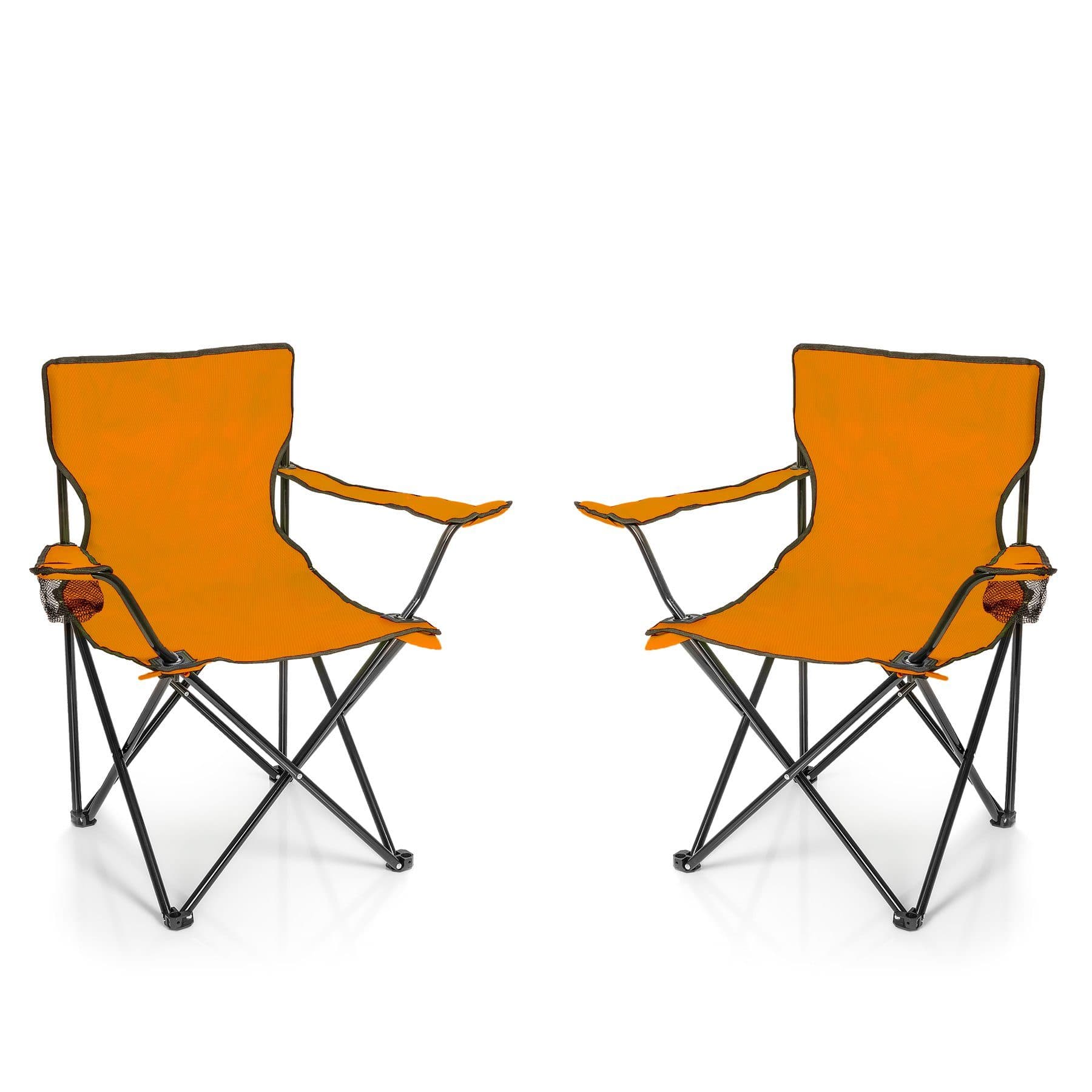 BigDean Campingstuhl 2x Faltstuhl Orange mit Getränkehalter - Bild 2