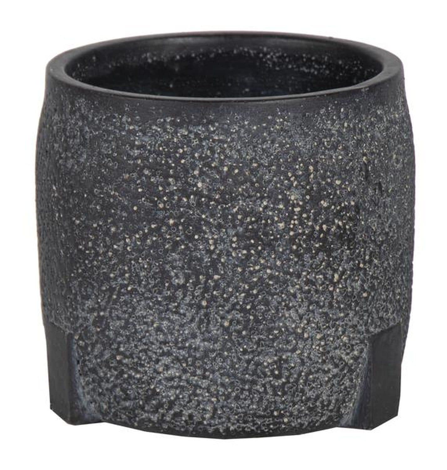 INNA-Glas Blumentopf EVROS Schwarz mit Muster Ø17cm