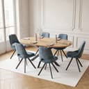 Jiexi Ausziehbarer Esstisch mit 4 Stühlen, Oval, Beige Bild 2