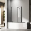 Hopibath Duschwand für Badewanne Schiebetür 6mm Sicherheitsglas Schwarz Bild 2