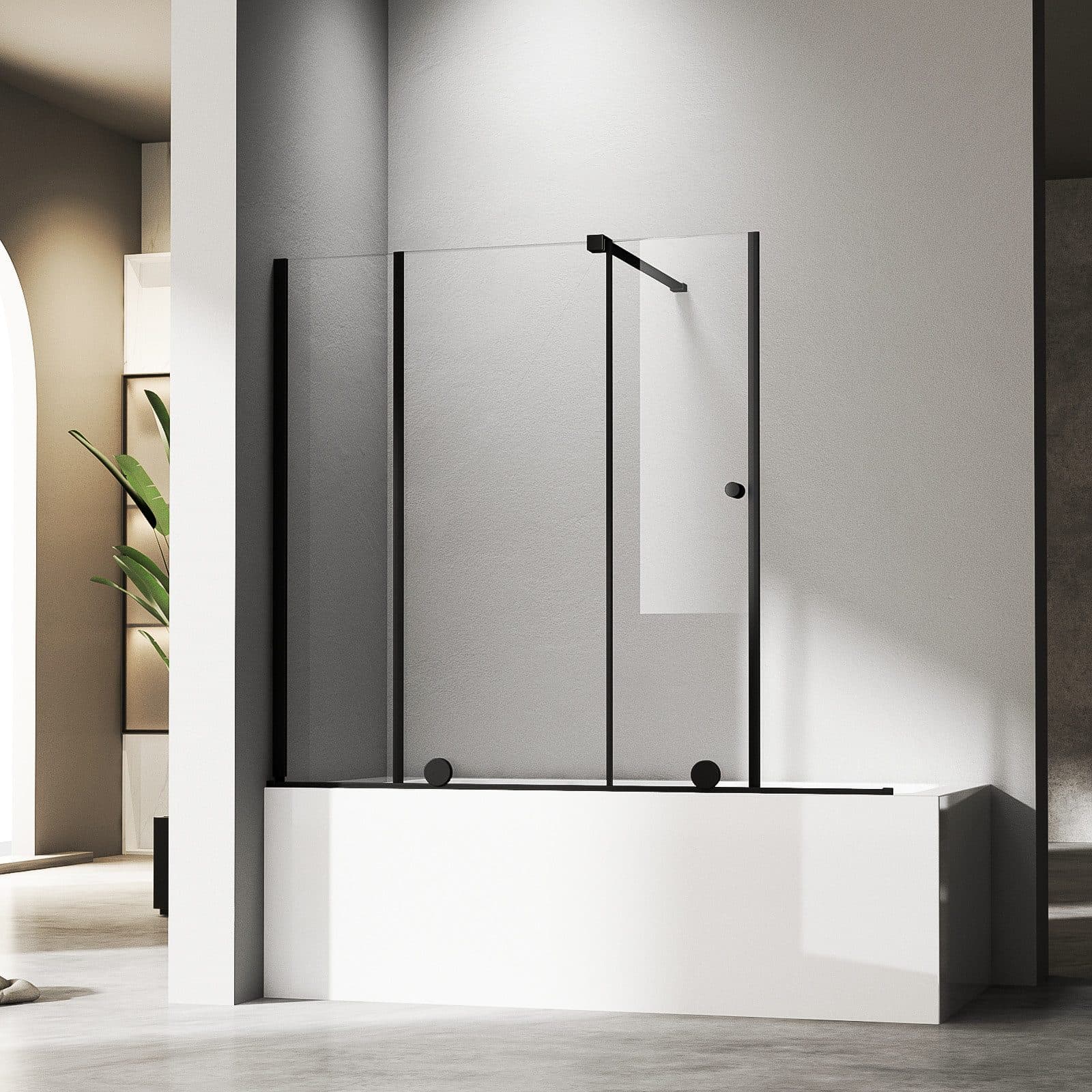 Hopibath Duschwand für Badewanne Schiebetür 6mm Sicherheitsglas Schwarz - Bild 2
