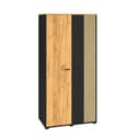Kleiderschrank Schwarz-Eiche mit 2 Kleiderstangen Bild 2