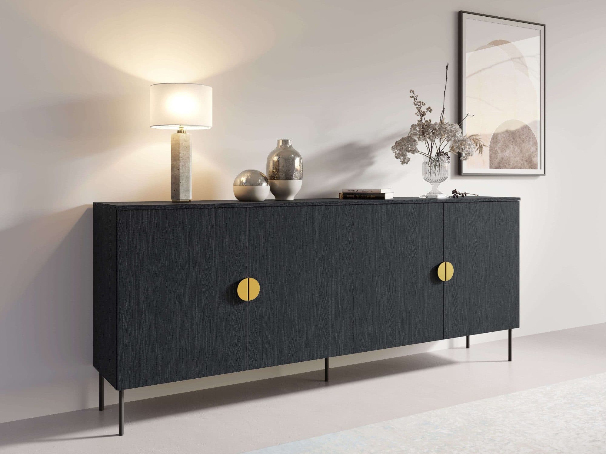 Home Affaire Kommode BELLOT Sideboard 4 Fächer 4 Türen 213x40x87,6 cm - Bild 2
