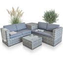 Mucola Gartenlounge-Set Polyrattan Grau/Braun mit Glasplatte Bild 2