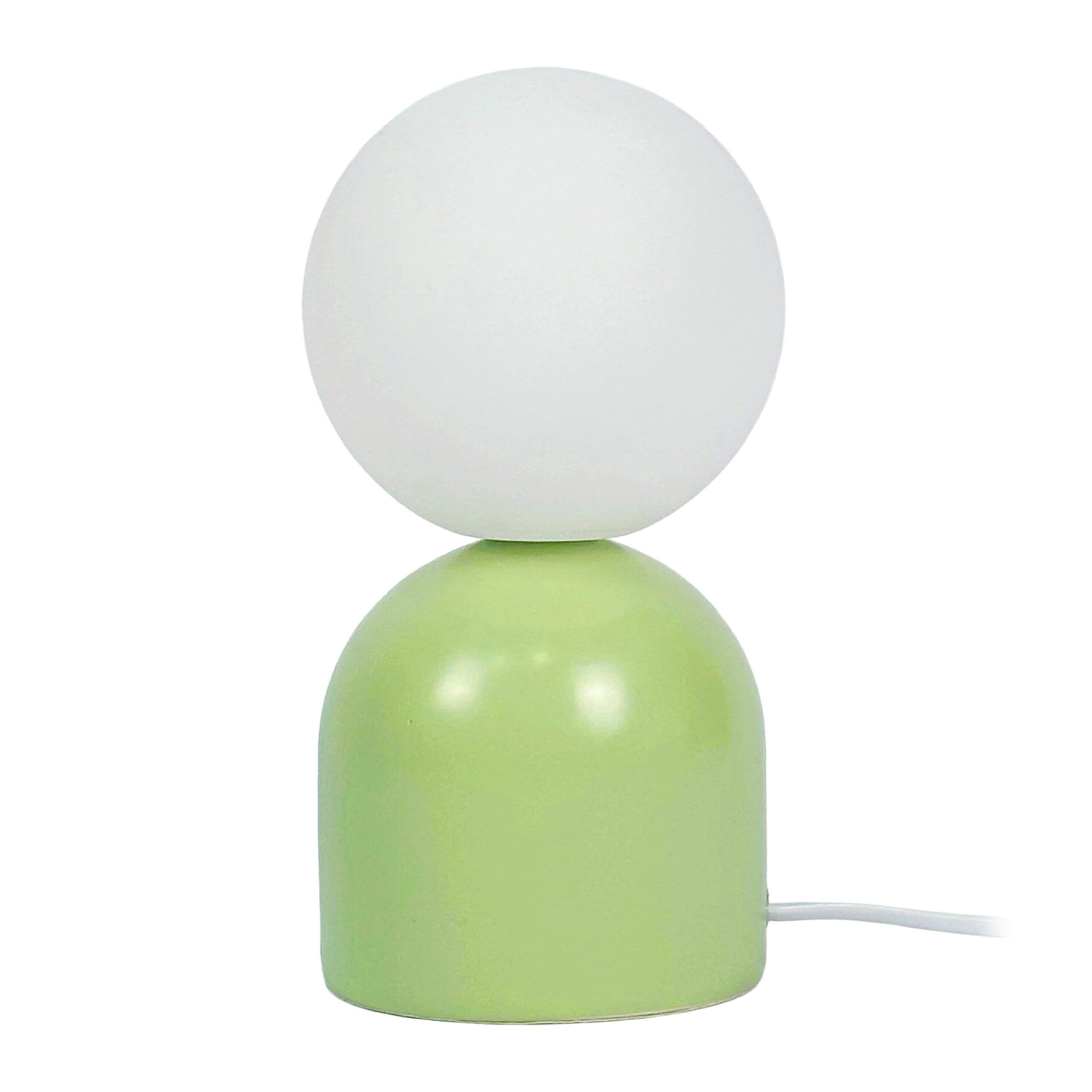 relaxdays Nachttischlampe mit Milchglas-Kugelschirm und Keramikfuß grün - Bild 2