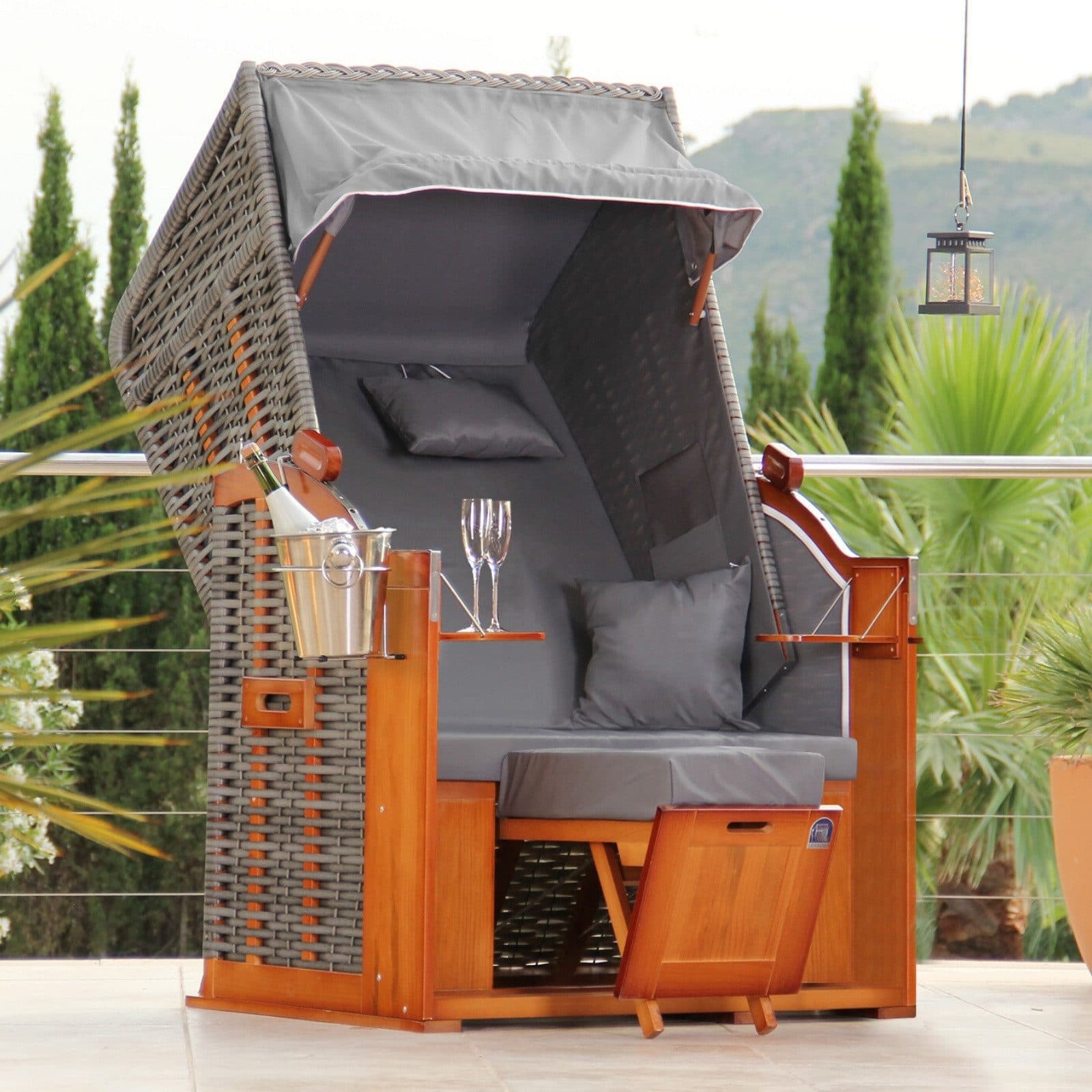 DERKORB Strandkorb Der Klassiker 1-Sitzer Anthrazit Polyrattan - Bild 2