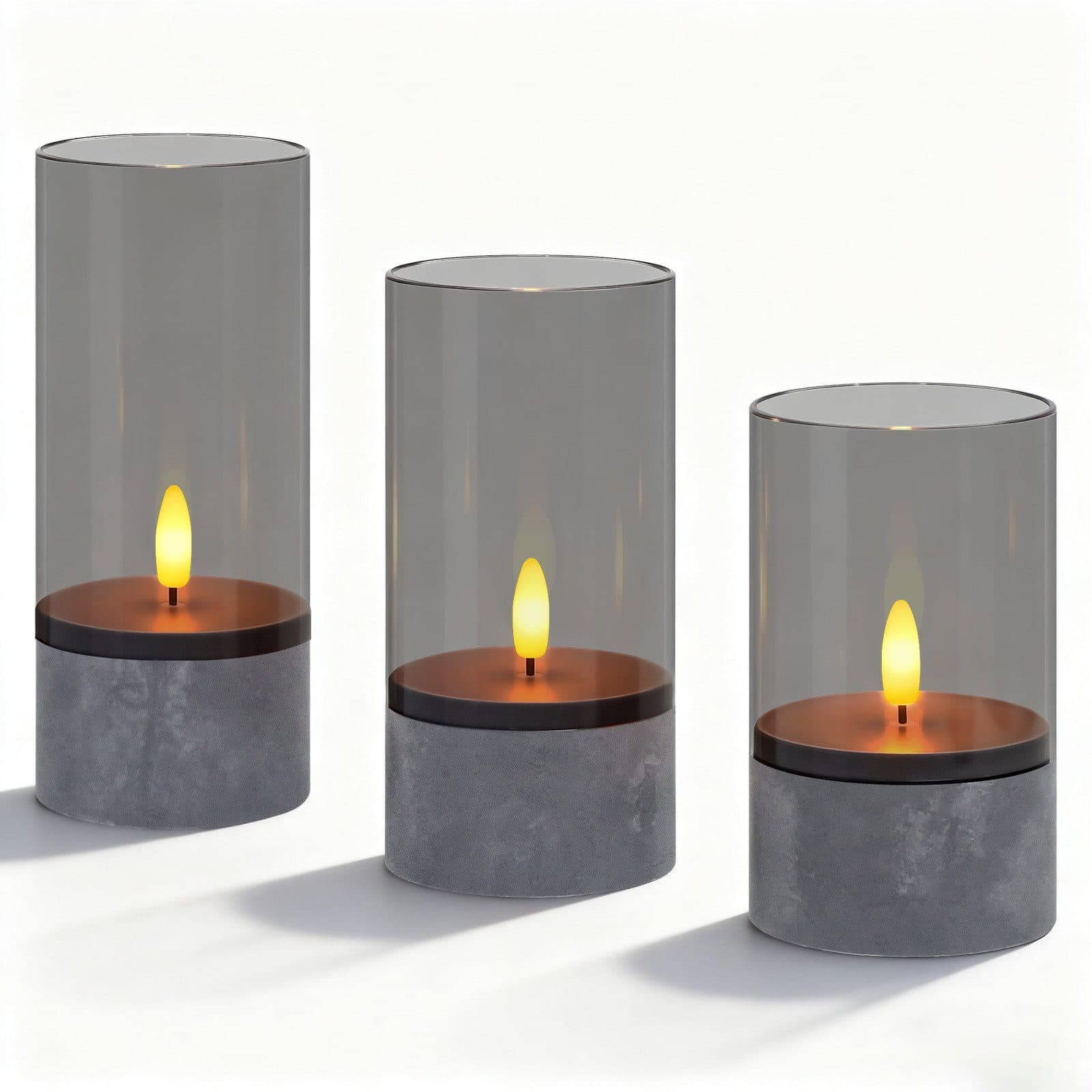 kisidus LED-Kerze Flammenlose LED Kerzen 3D-Docht 3-tlg. Ø 7.5cm x 12.5cm/15cm/17.5cm - Bild 2