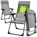 Casaria Gartenstuhl Klappbar 2er Set Aluminium Verstellbare Rückenlehne Grau Bild 2