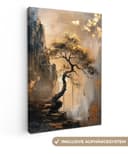 OneMillionCanvasses® Leinwandbild Baum Gold Grau Modern Bild 2