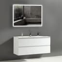 Alpenberger Badezimmer-Set 3-tlg. Doppelwaschtisch mit LED-Spiegel Weiß Bild 2