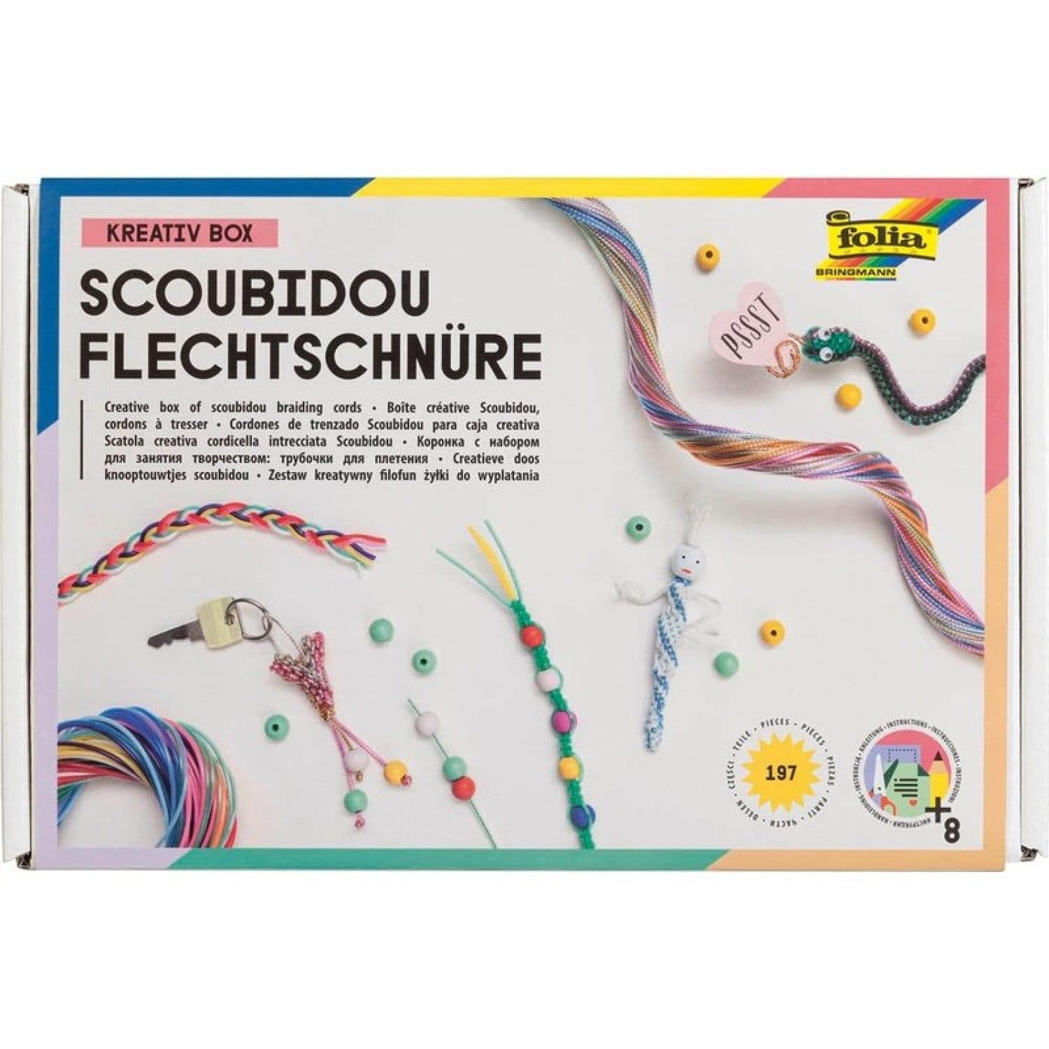 Folia Bastelset 197 tlg. Scoubidou Flechtschnüre Armbänder KREATIV BOX Bunt - Bild 2