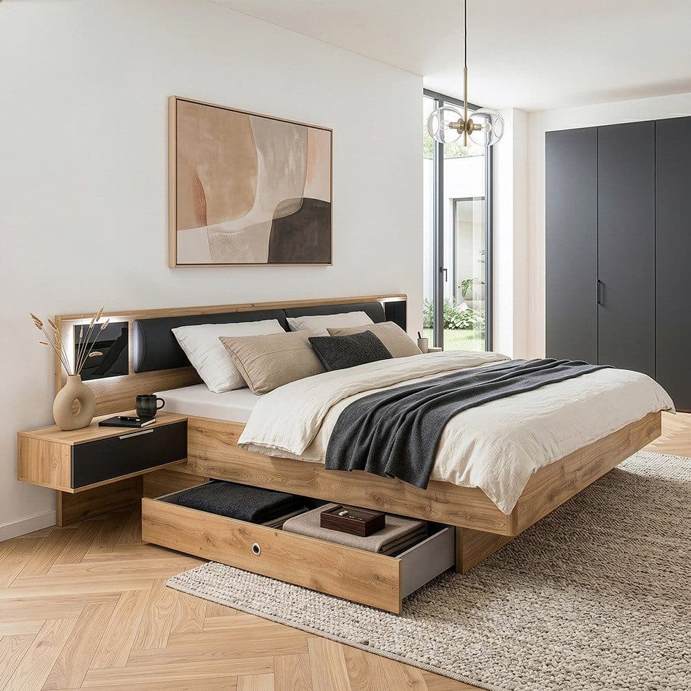 Lomadox Bett VIESTE-43 180x200 cm mit LED-Beleuchtung und Stauraum - Bild 2