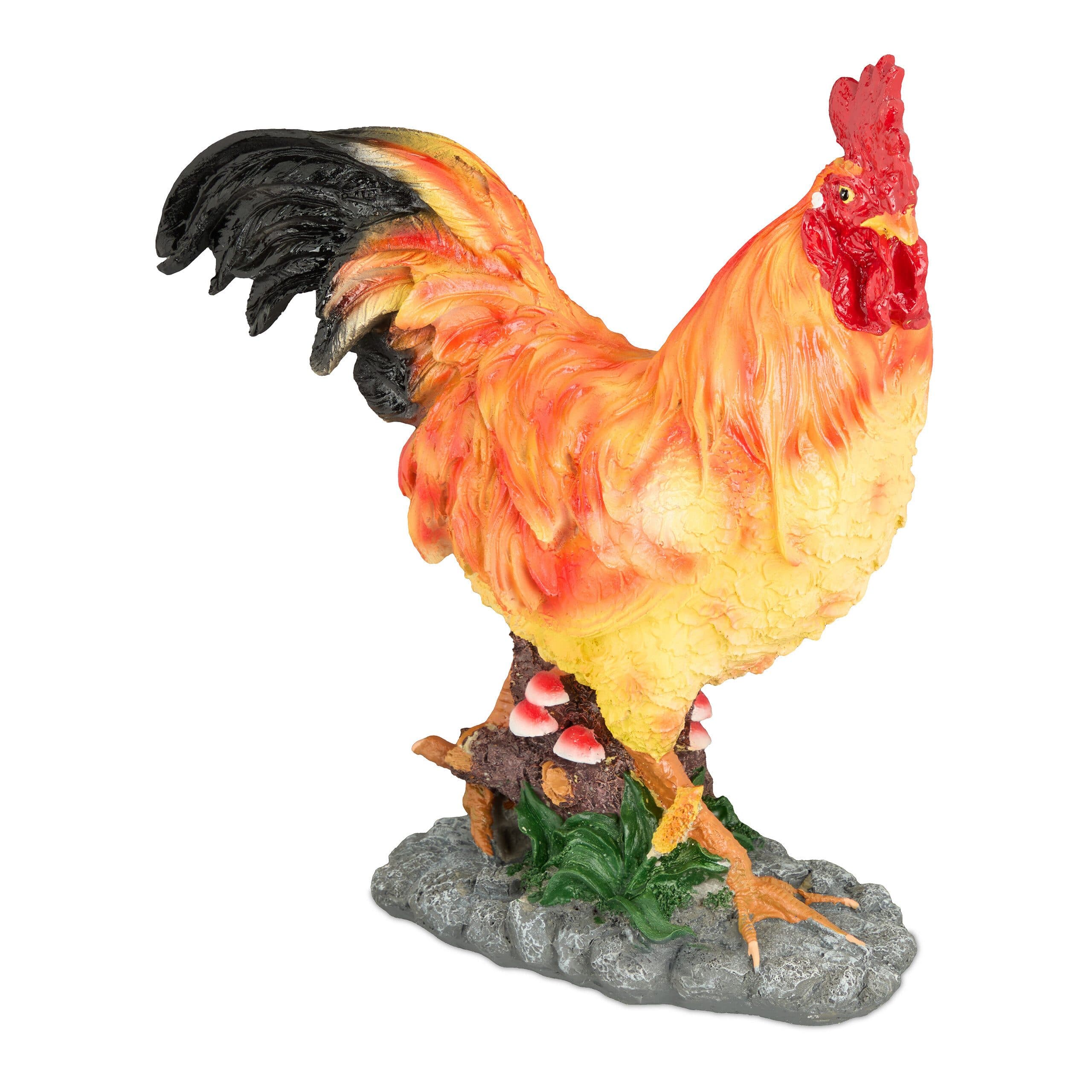 relaxdays Gartenfigur Hahn Braun Rot Gelb Polyresin - Bild 2