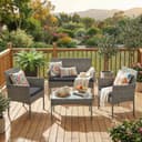SONGMICS Gartenlounge-Set 4-tlg. Grau Polyrattan Bild 2