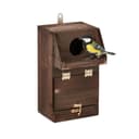 relaxdays Vogelhaus Nistkasten mit Reinigungsklappe Braun Tannenholz Bild 2
