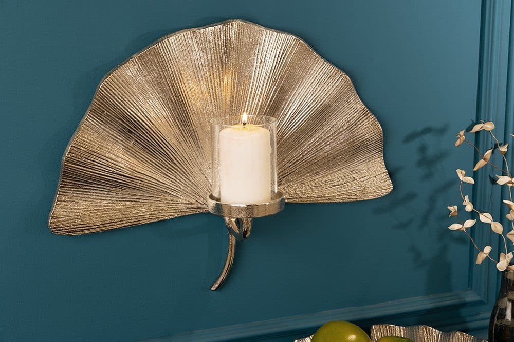 riess-ambiente Wandkerzenhalter GINKGO Silber Handgefertigt - Bild 2