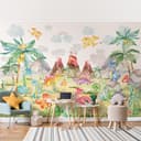Bilderdepot24 Kindertapete Wilde Dinowelt Aquarell bunt Vlies Bild 2