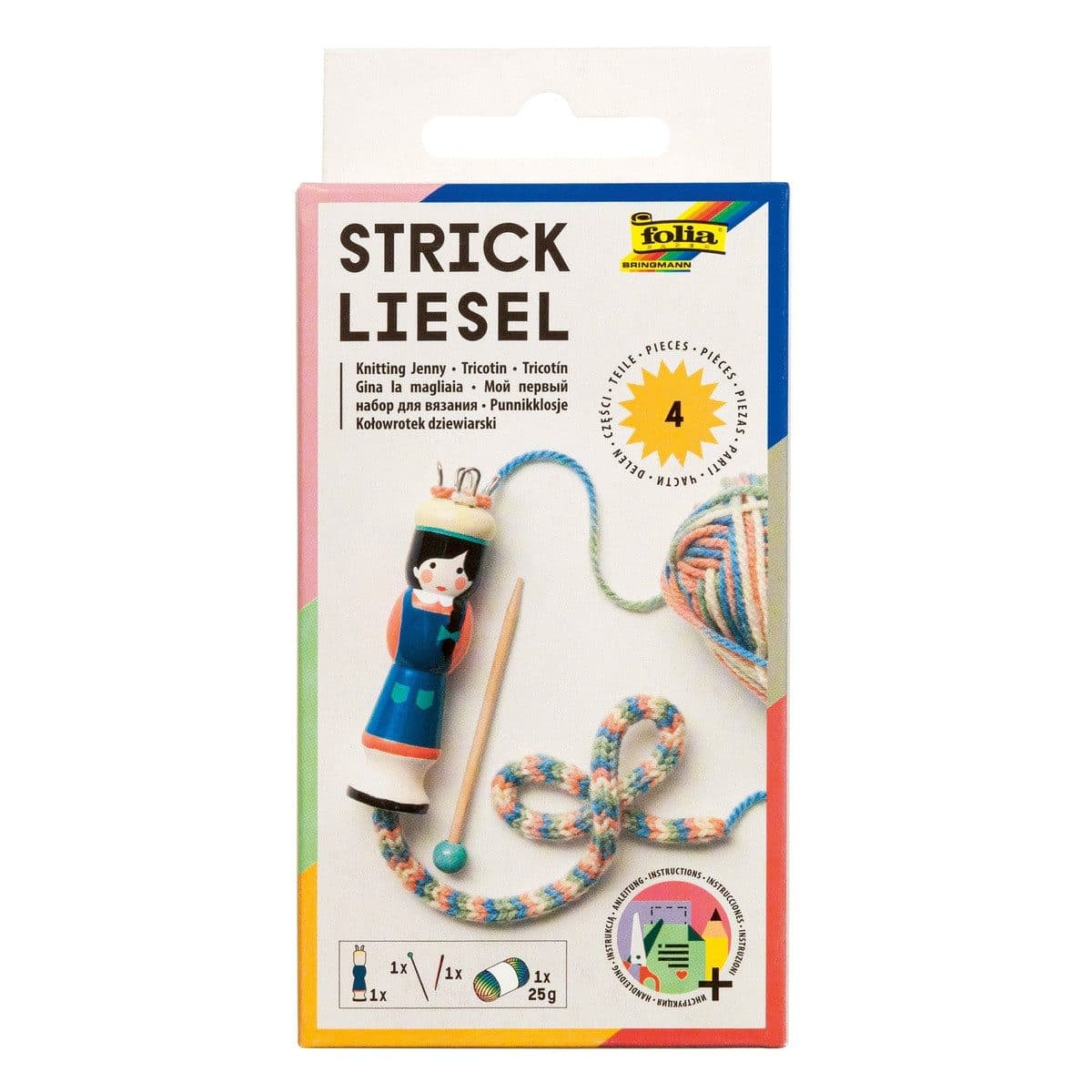 Folia Kreativset Strickliesel Inkl. 25g Strickwolle 4 Teile - Bild 2