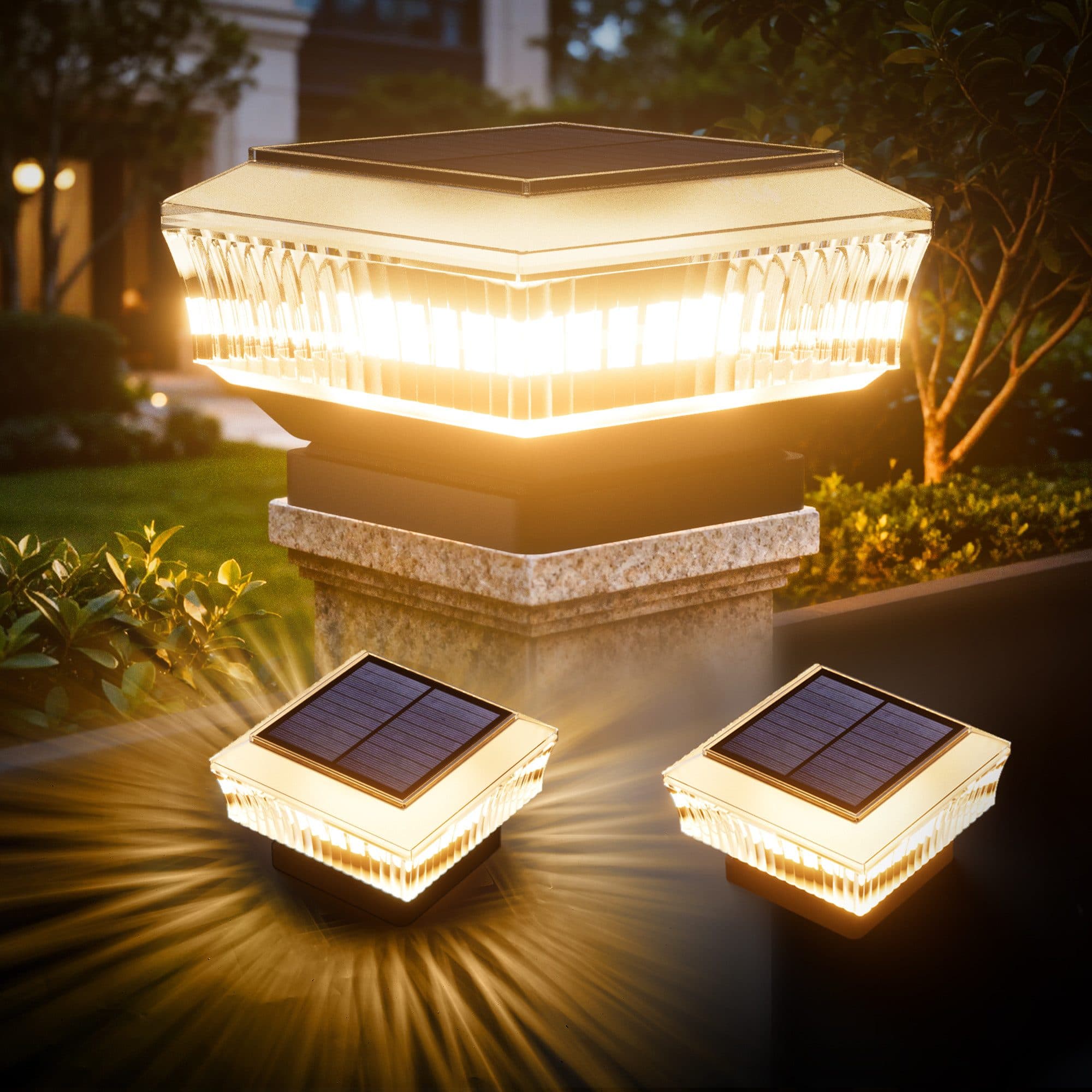 Quntis LED Solarleuchte Pfostenleuchte Außen 3 Modi ABS+PC - Bild 2