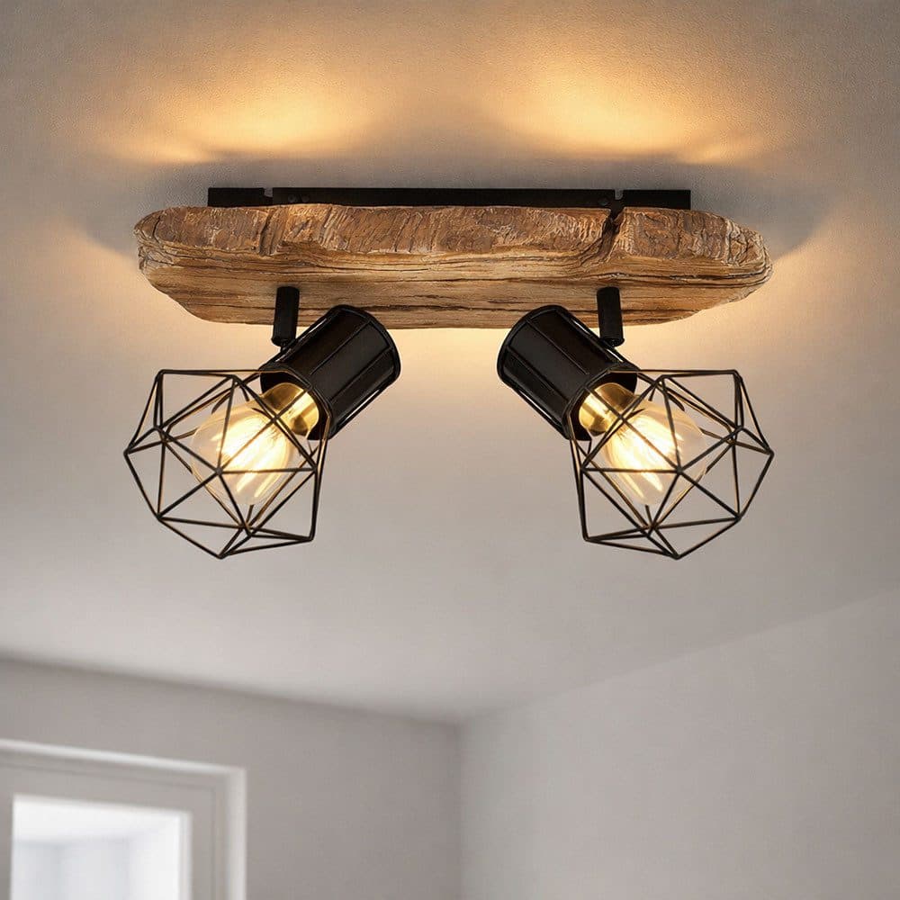 GLOBO LIGHTING Deckenspot 2-flammig Holzoptik Schwarz - Bild 2