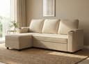 GUNJI Ecksofa Multifunktionales L-Form Schlafsofa aus Cord Beige Bild 2
