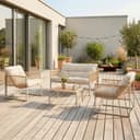 casa.pro Gartenlounge-Set 4-tlg. Beige Stahl Rattanoptik Bild 2