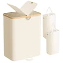 SONGMICS Wäschekorb 2 Fächer 150 Liter Weiß-Beige Bild 2