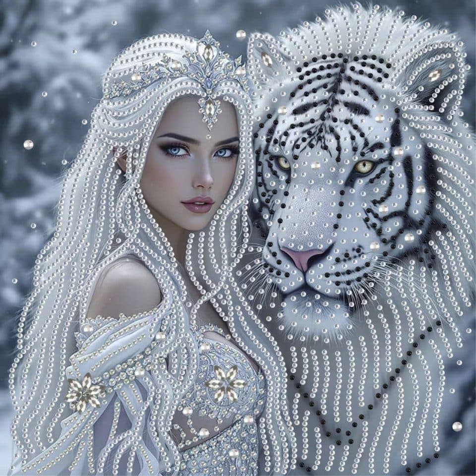 Venicce Love Diamond Painting Frau mit Tiger 5D - Bild 2