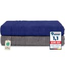 Komfortec Saunatuch-Set 2-tlg. 100% Baumwolle Frottee XXL Anthrazit/Navyblau Bild 2