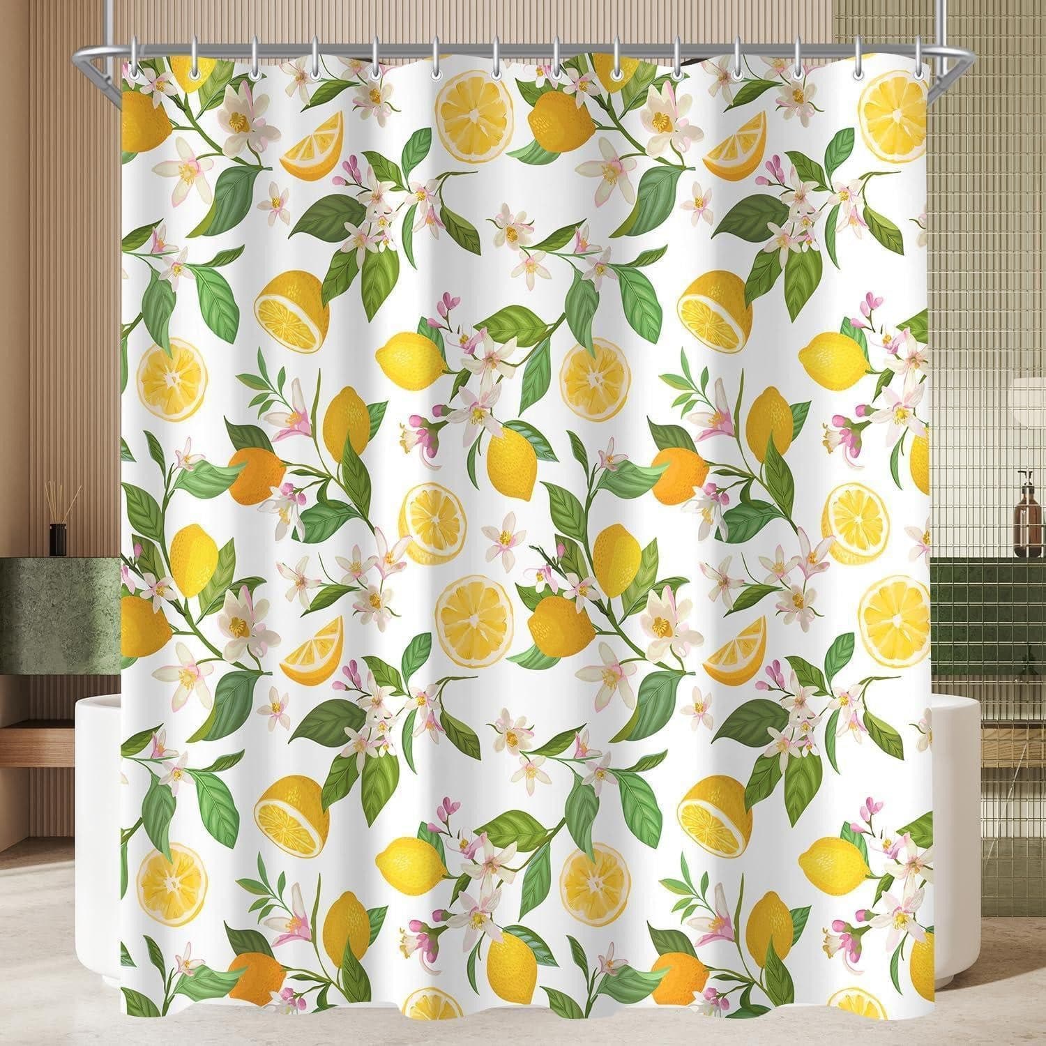 LuxusKollektion Duschvorhang Zitronenblätter Antischimmel Polyester mit Ösen - Bild 2
