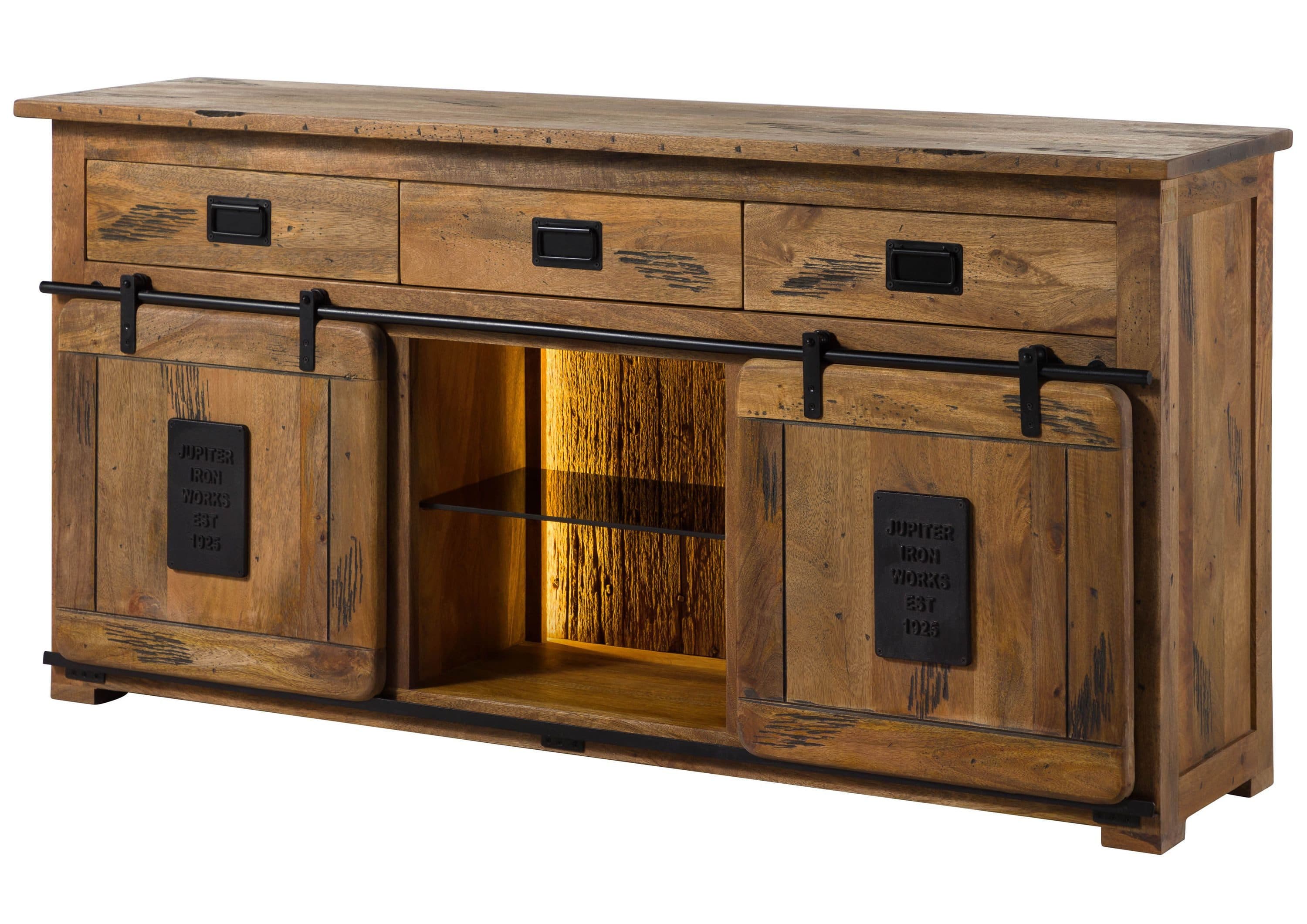 Massivmoebel24 Sideboard RAILWAY LUX Mango Altholz Industrial - Bild 2