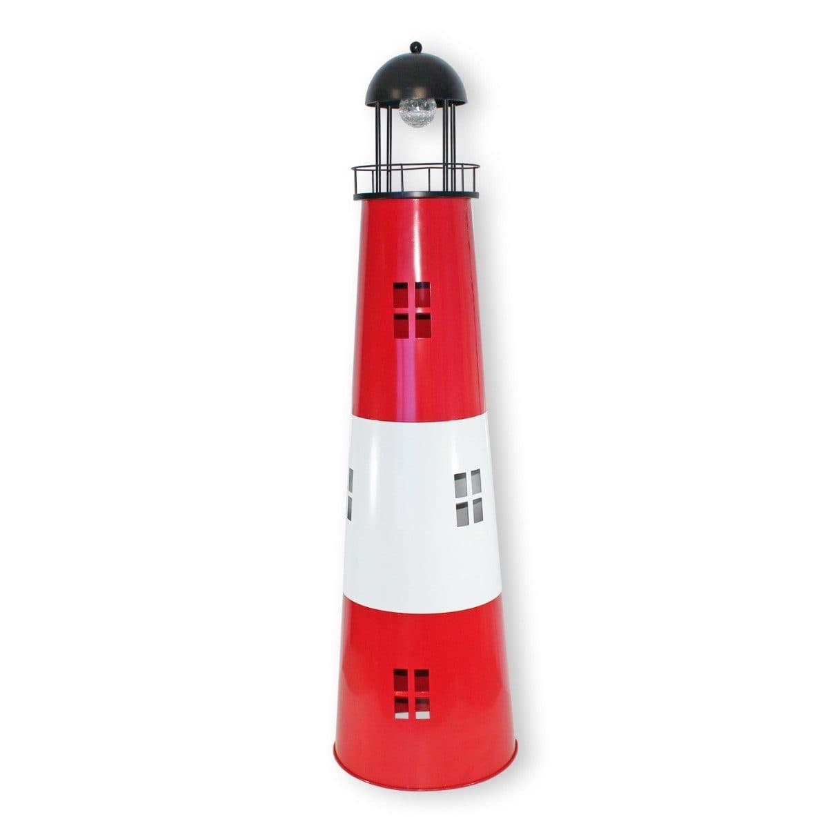 colourliving Metall Leuchtturm Solar LED Beleuchtung Rot Weiß - Bild 2