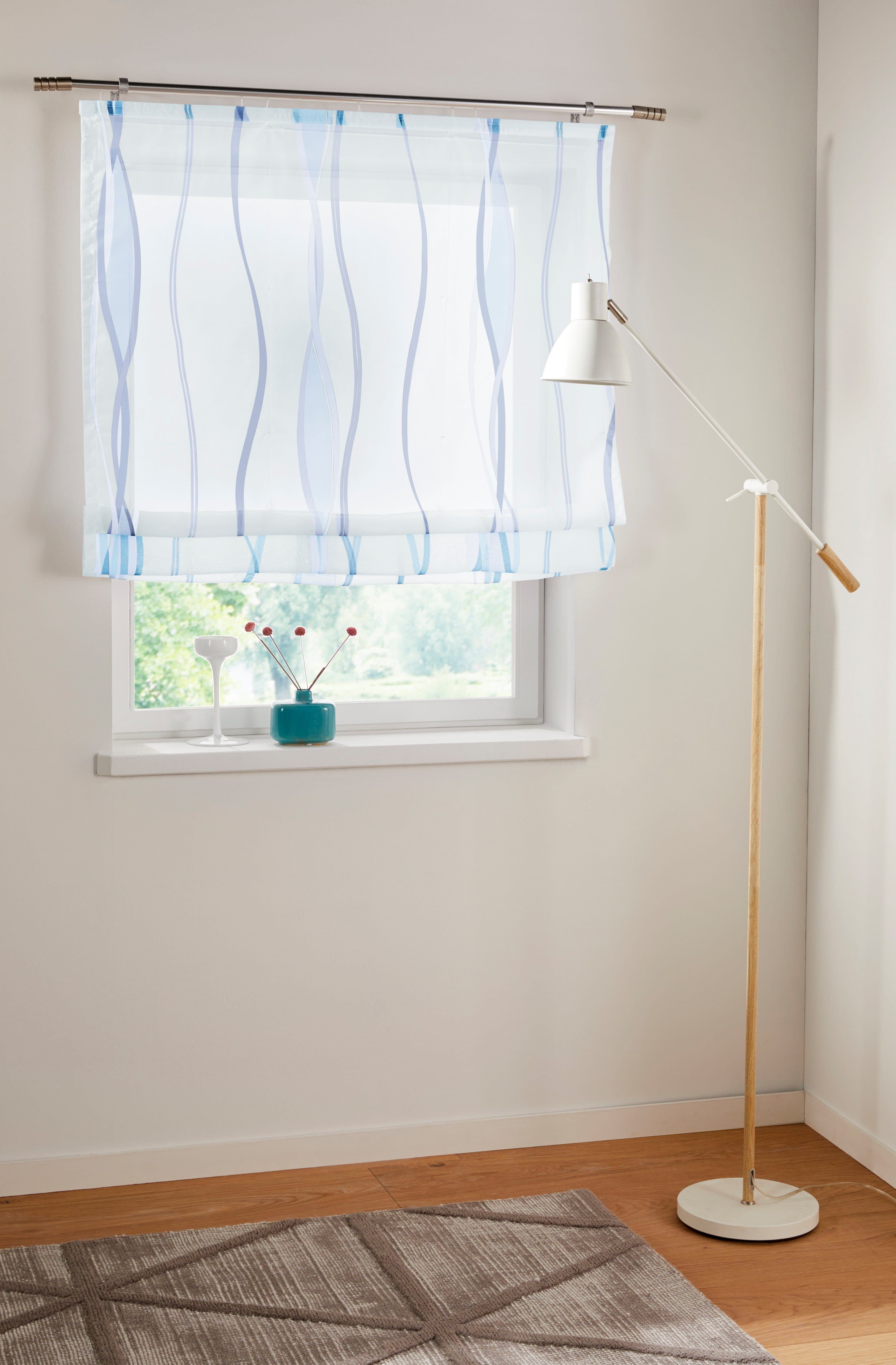 Raffrollo MY HOME Dimona Gr. 2 Weiß/Blau 60x140cm Voile - Bild 2
