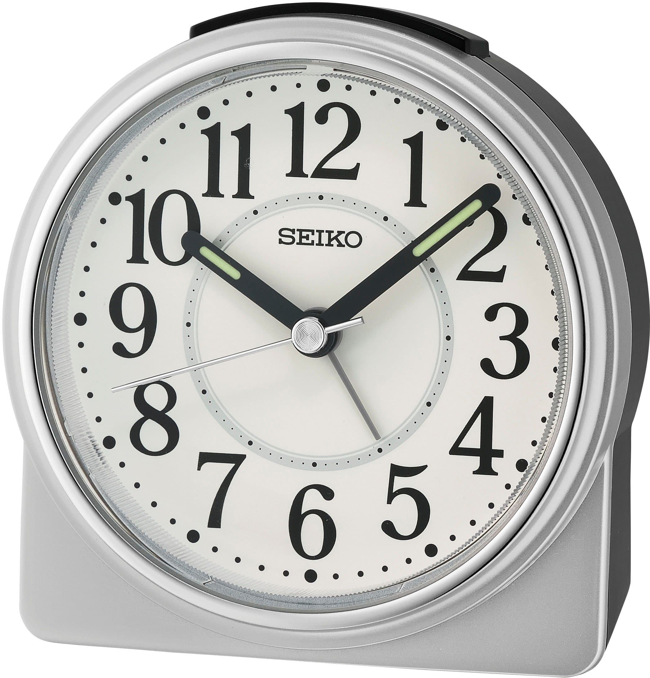 Seiko Quarzwecker QHE198S Silber Leuchtzeiger Schlummerfunktion