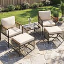 COSTWAY Gartenlounge-Set 5-tlg. Braun PE-Rattan mit Kissen Bild 2