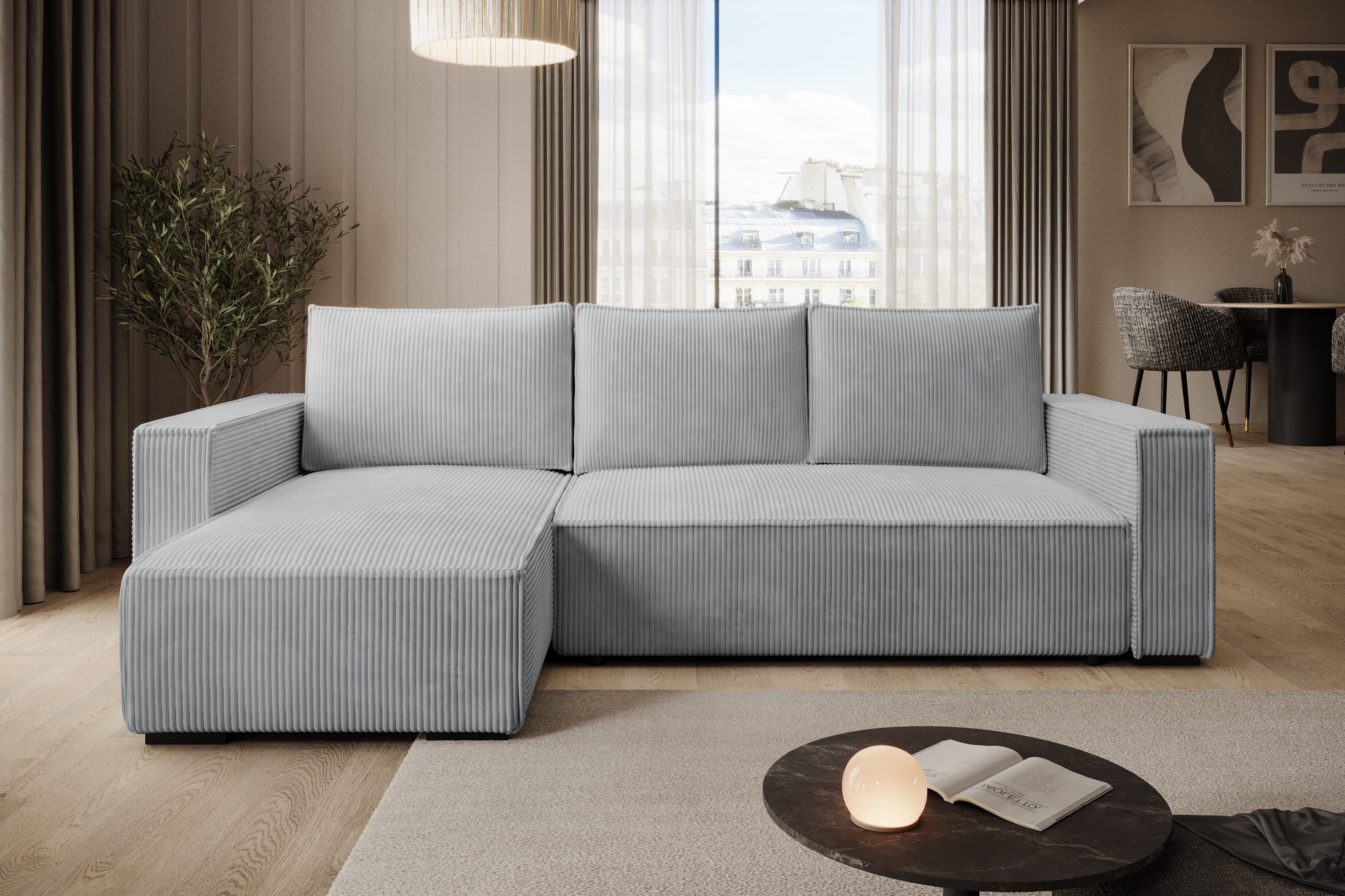 storez24 Ecksofa Letto L-Form mit Bettkasten und Schlaffunktion Hellgrau - Bild 2