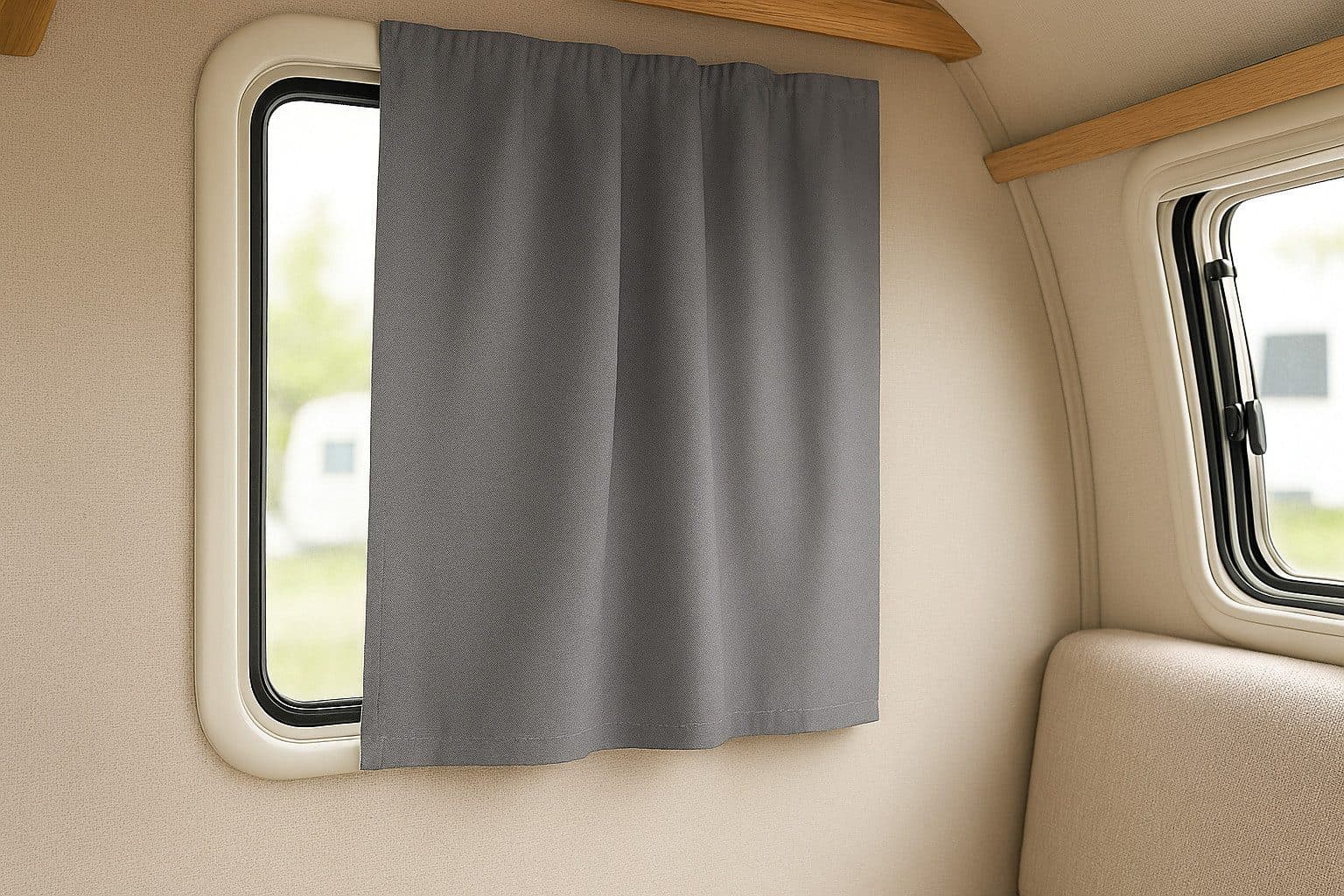 novumfix Verdunkelungsvorhang Caravangardine grau Kräuselband 145x80cm - Bild 2