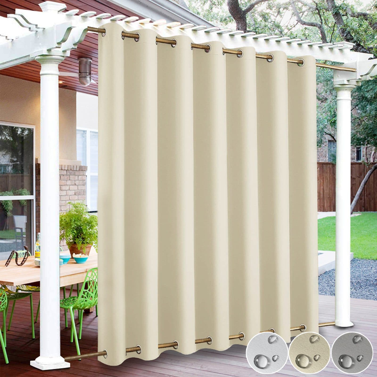 Rosnek Vorhang Outdoor Thermisch Isolierend Wasserdicht Beige - Bild 2
