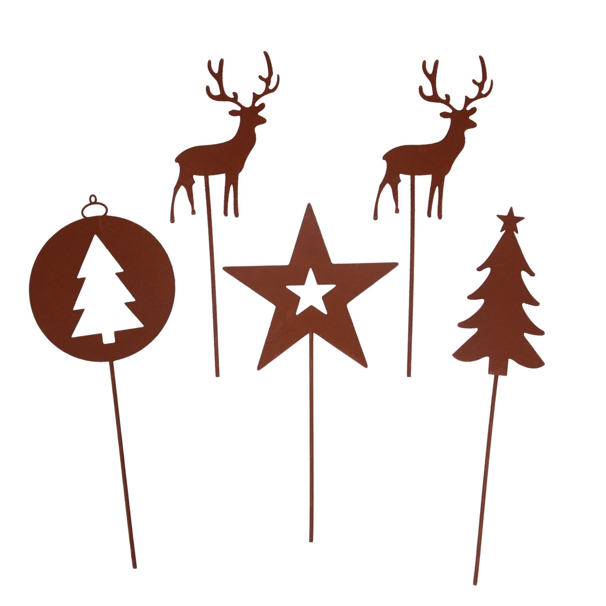 UNUS GARDEN Weihnachtsstecker 5er-Set Hirsch, Tannenbaum, Sterne - Bild 2