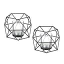 relaxdays Teelichthalter 2er Set Schwarz Geometrisches Design Bild 2